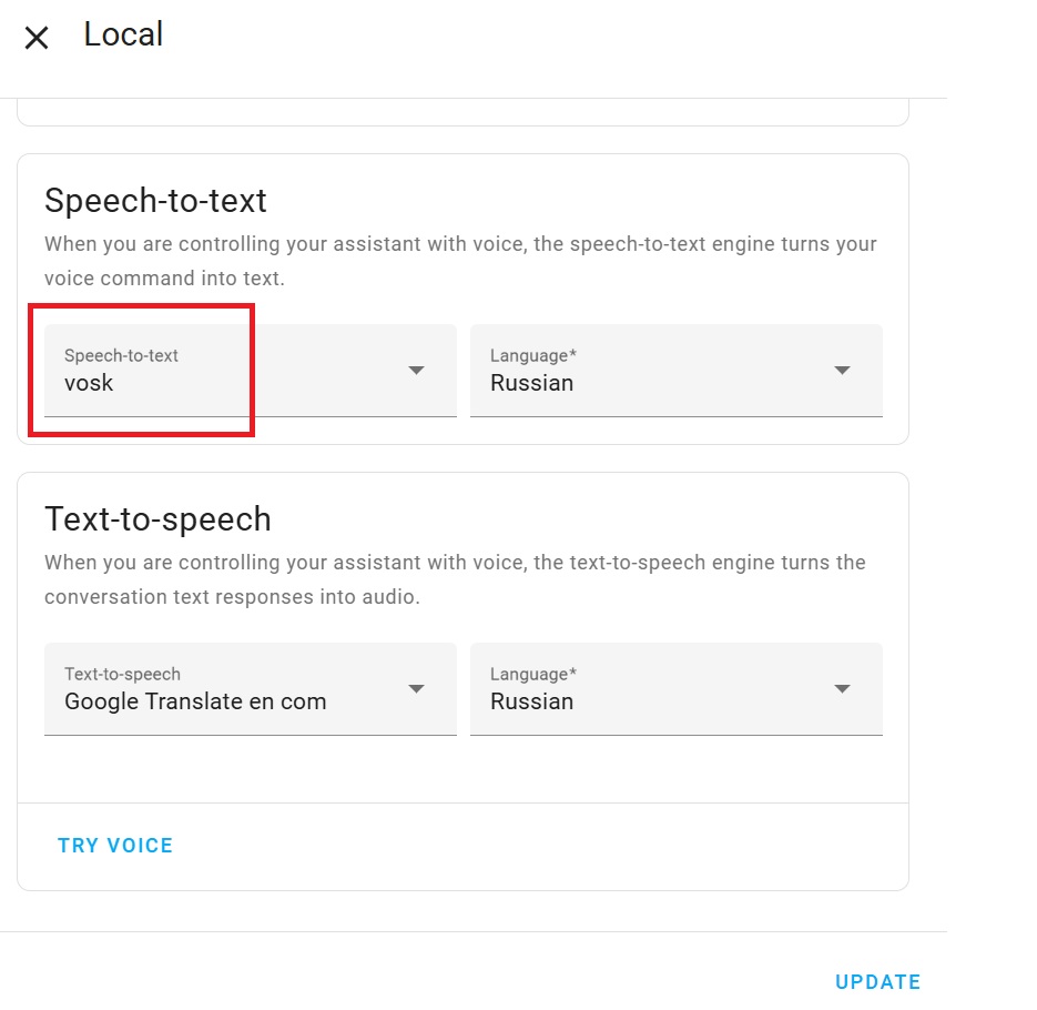 Home Assistant - Vosk as SST