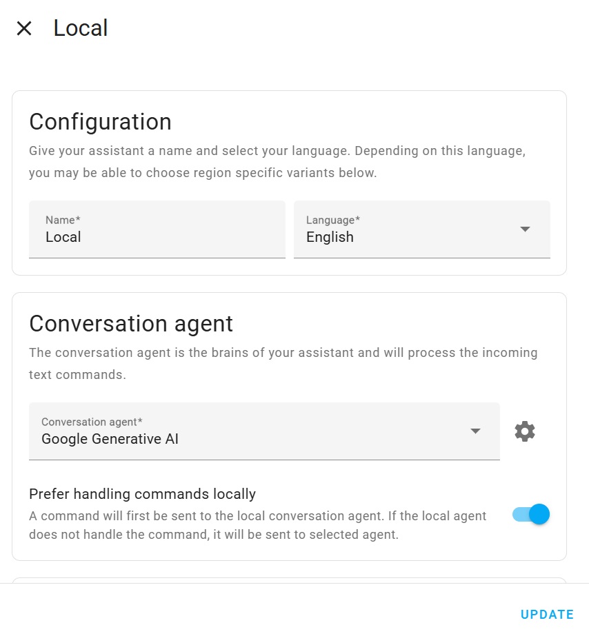 Home Assistant - Google Generative AI conversation agent
