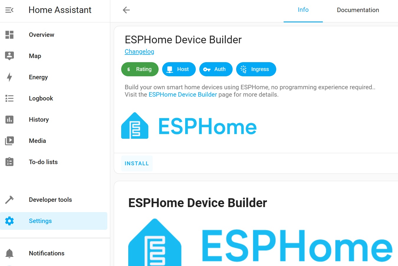 ESPHome add-on installation