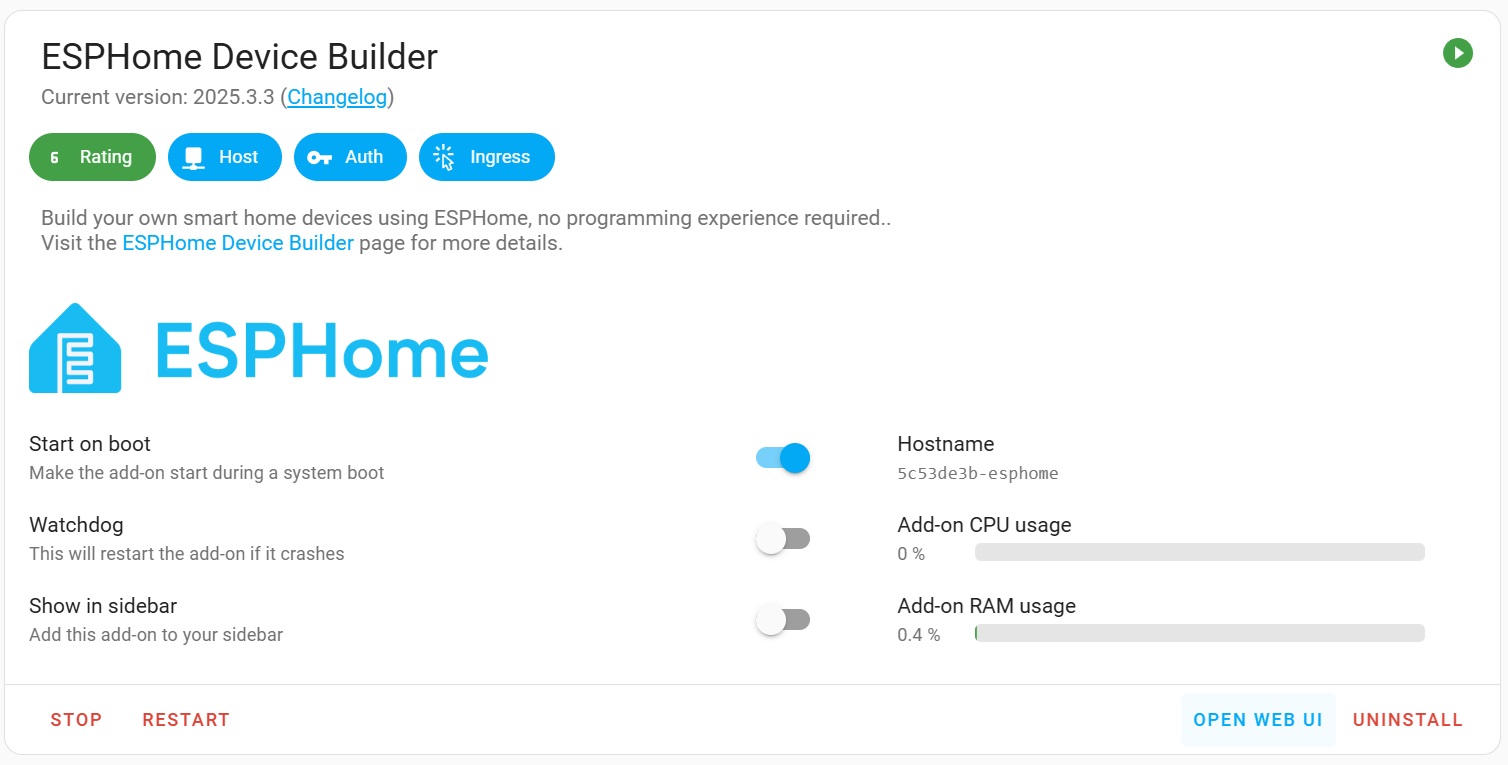 ESPHome open web UI